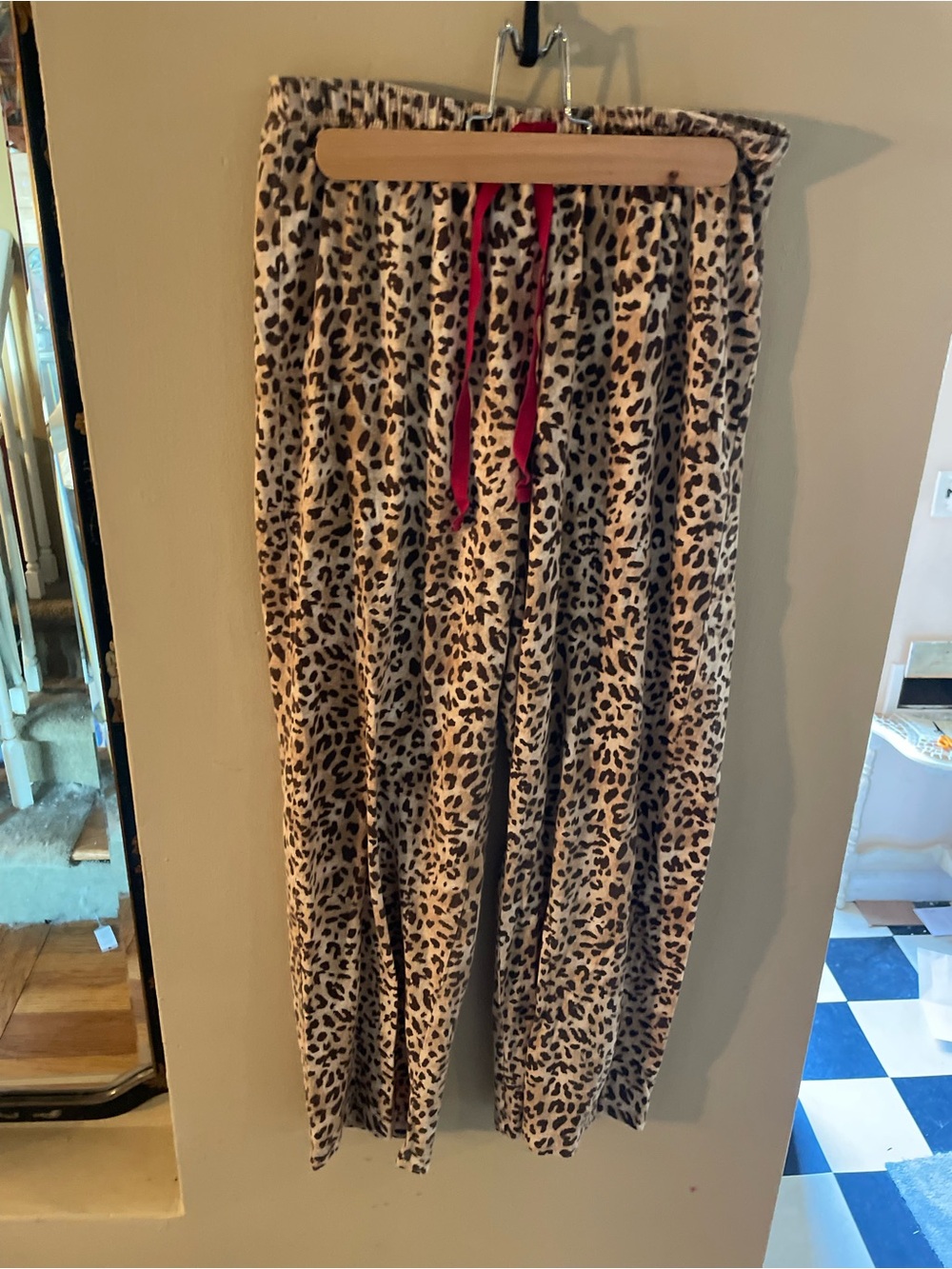 Charter Club Beige Leopard Print Lounge Pants with Drawstring